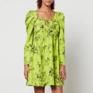 Ganni Floral-Print Organic-Cotton Mini Dress Size 4X/24 NWOT