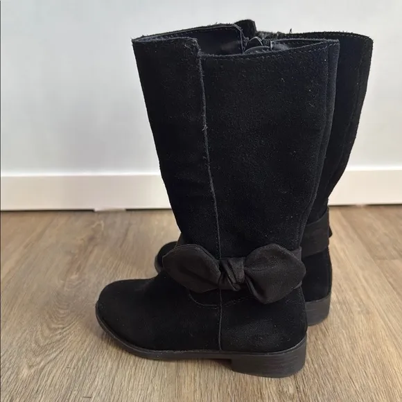 GB Girls Gianni Bini Black Suede Tall Riding Boots with Bow Accent size 8