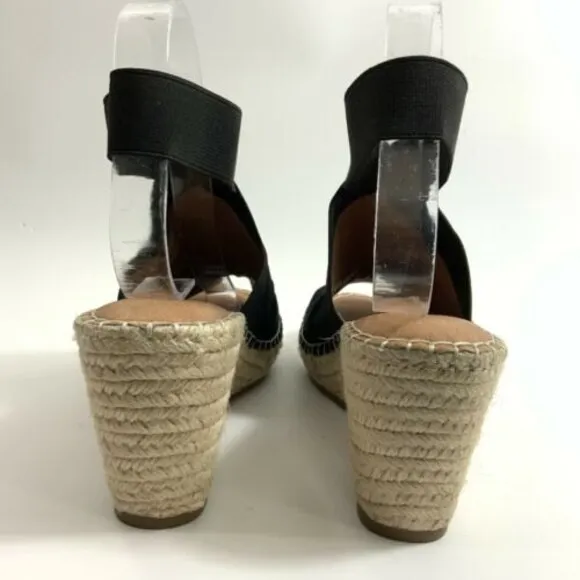 Gentle Souls Sandals Women Size 9.5M Black Espadrille Colleen Open-toe Wedge