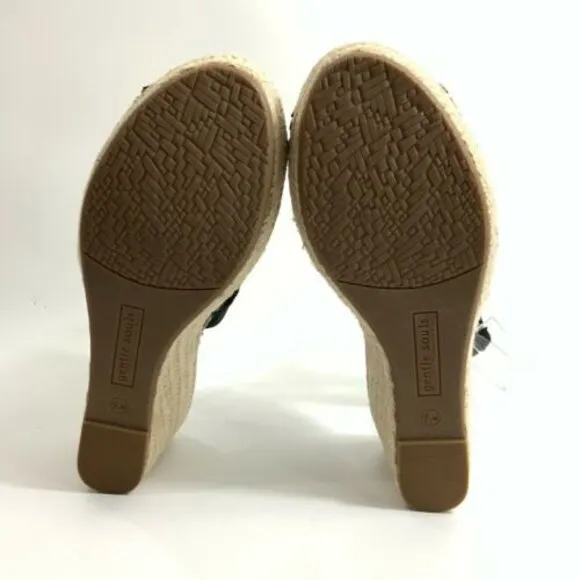 Gentle Souls Sandals Women Size 9.5M Black Espadrille Colleen Open-toe Wedge