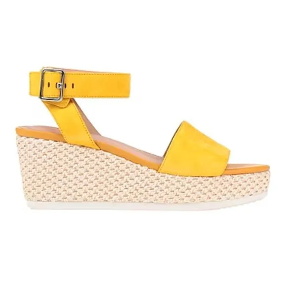 Geox Women's D Lipari a Sandals Yellow Suede Wedge Espadrilles Size: 10 NIB