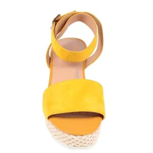 Geox Women's D Lipari a Sandals Yellow Suede Wedge Espadrilles Size: 10 NIB