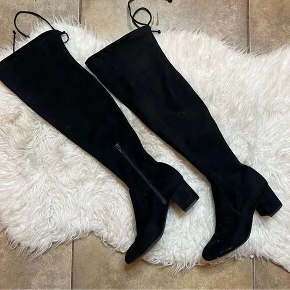 Gianni Bini Stretch Knee High Black fall &amp; winter suede style Boots 6.5