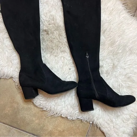 Gianni Bini Stretch Knee High Black fall &amp; winter suede style Boots 6.5