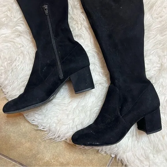 Gianni Bini Stretch Knee High Black fall &amp; winter suede style Boots 6.5