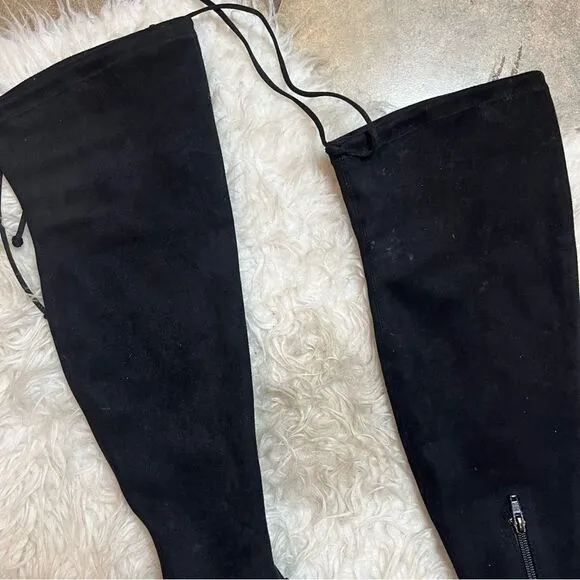 Gianni Bini Stretch Knee High Black fall &amp; winter suede style Boots 6.5