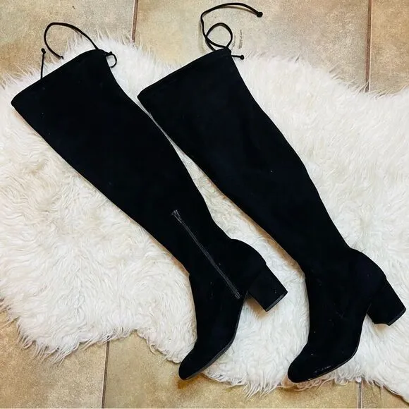Gianni Bini Stretch Knee High Black fall &amp; winter suede style Boots 6.5