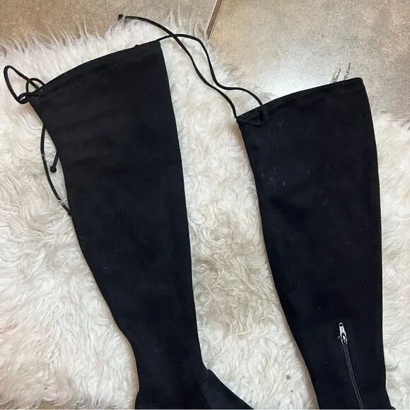 Gianni Bini Stretch Knee High Black fall &amp; winter suede style Boots 6.5