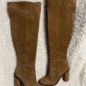 Gianni Bini Barrine leather suede brown over the knee block heels boots SZ9.5M