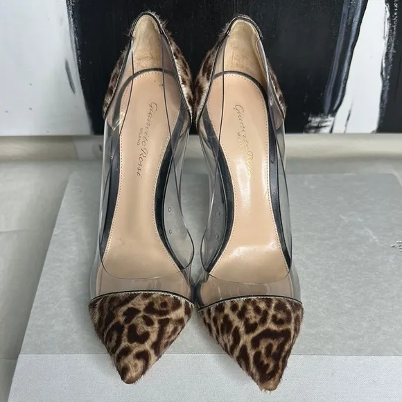 Gianvito Rossi Leopard Print and Clear Women's Heels