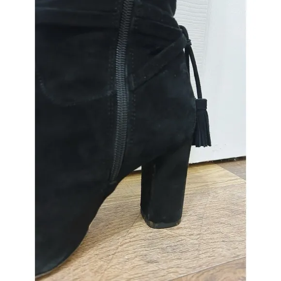 Gibson Latimer Kyra Suede Knee High Tassel Boots In Black