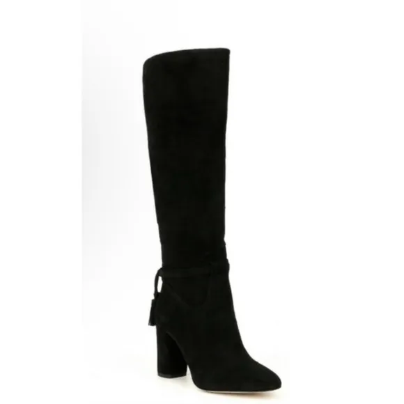 Gibson Latimer Kyra Suede Knee High Tassel Boots In Black