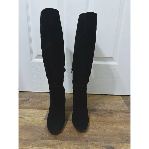 Gibson Latimer Kyra Suede Knee High Tassel Boots In Black