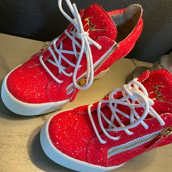 Giuseppe Zanotti Glitter Dual-ZipWedge Fashion Sneakers