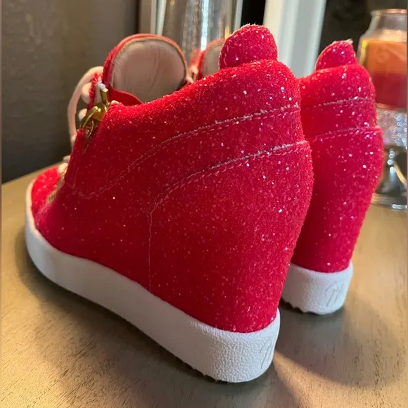 Giuseppe Zanotti Glitter Dual-ZipWedge Fashion Sneakers