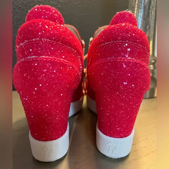 Giuseppe Zanotti Glitter Dual-ZipWedge Fashion Sneakers