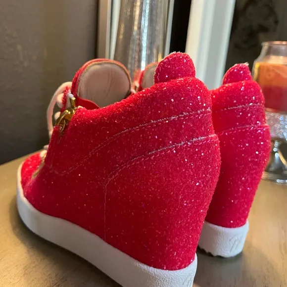 Giuseppe Zanotti Glitter Dual-ZipWedge Fashion Sneakers