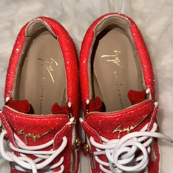 Giuseppe Zanotti Glitter Dual-ZipWedge Fashion Sneakers