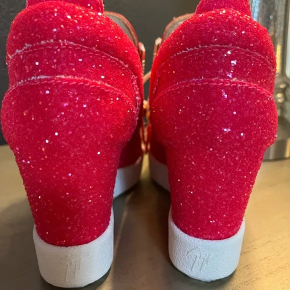 Giuseppe Zanotti Glitter Dual-ZipWedge Fashion Sneakers