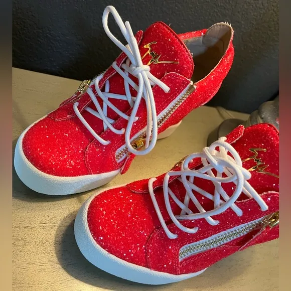 Giuseppe Zanotti Glitter Dual-ZipWedge Fashion Sneakers
