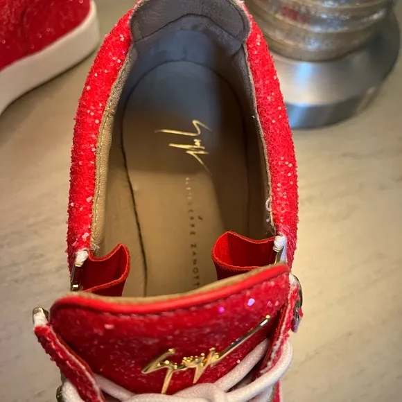 Giuseppe Zanotti Glitter Dual-ZipWedge Fashion Sneakers