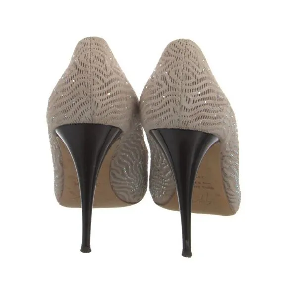 Giuzeppe Zanotti Nude Crystal Embellished Platform Stiletto Heels Pumps EU 38.5
