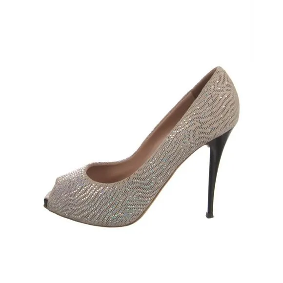 Giuzeppe Zanotti Nude Crystal Embellished Platform Stiletto Heels Pumps EU 38.5