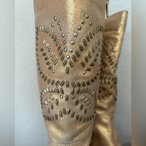 Gold Leather Butterfly Boots