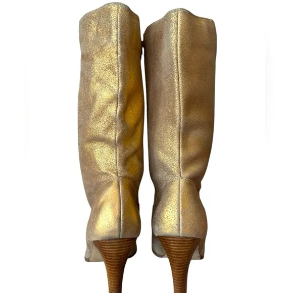 Gold Leather Butterfly Boots