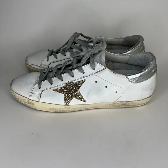 Golden Goose Women's White and Silver casual Sneakers Sz 41 US 10 skateboarding