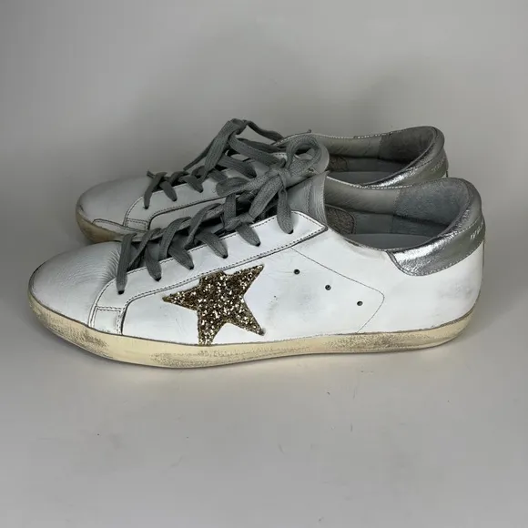 Golden Goose Women's White and Silver casual Sneakers Sz 41 US 10 skateboarding
