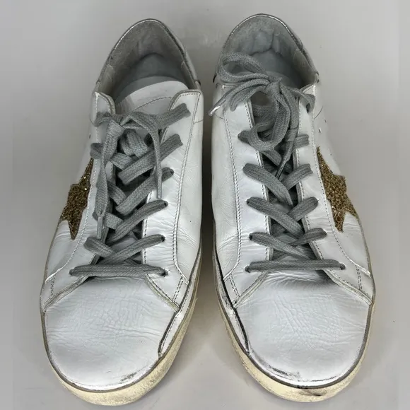 Golden Goose Women's White and Silver casual Sneakers Sz 41 US 10 skateboarding