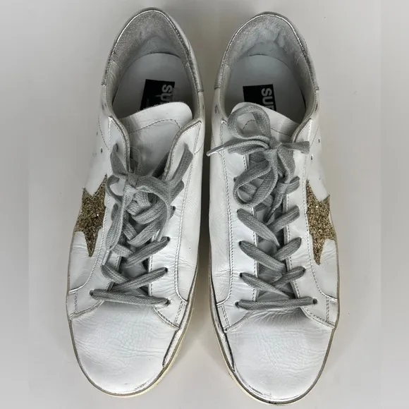 Golden Goose Women's White and Silver casual Sneakers Sz 41 US 10 skateboarding