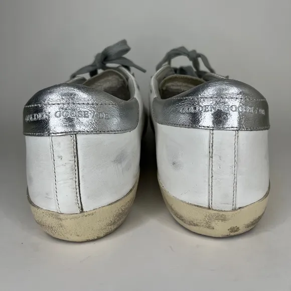 Golden Goose Women's White and Silver casual Sneakers Sz 41 US 10 skateboarding