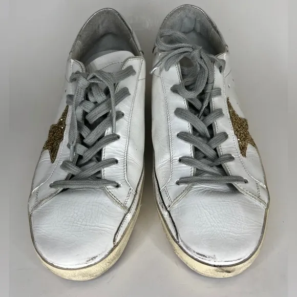 Golden Goose Women's White and Silver casual Sneakers Sz 41 US 10 skateboarding