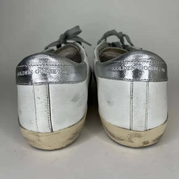 Golden Goose Women's White and Silver casual Sneakers Sz 41 US 10 skateboarding
