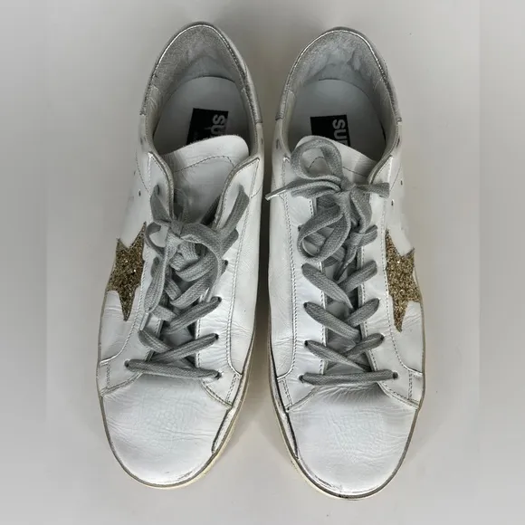 Golden Goose Women's White and Silver casual Sneakers Sz 41 US 10 skateboarding
