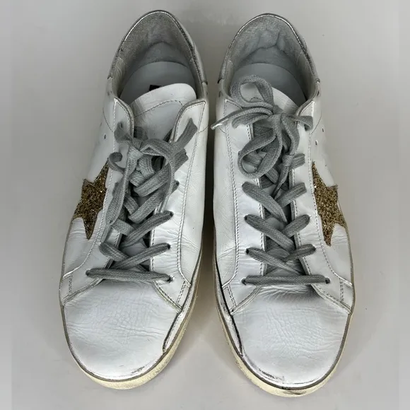 Golden Goose Women's White and Silver casual Sneakers Sz 41 US 10 skateboarding