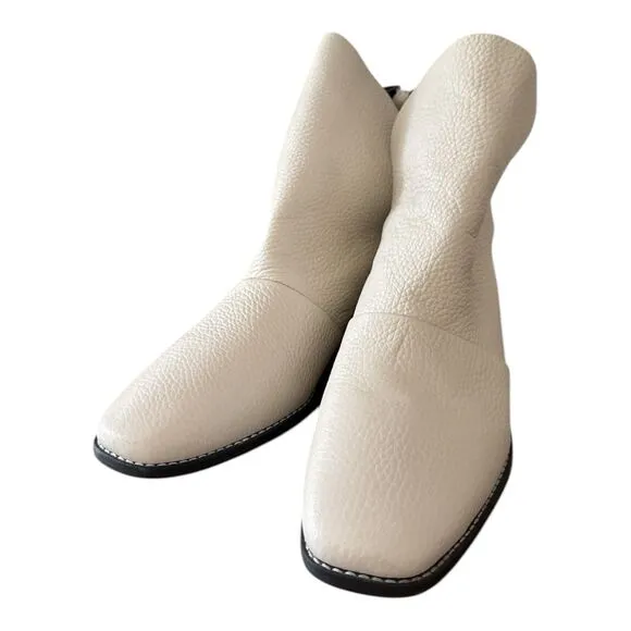 GOLO Scrunch Leather Bootie Back Zip Draped Ankle Boots Size 8 Womens White
