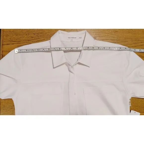 Good American Committed To Fit Poplin Belted Shirt Dress White Womens Size 3 NWT