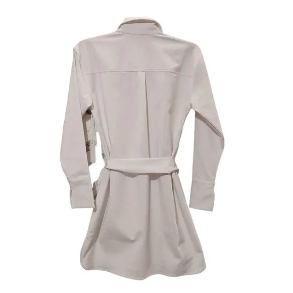 Good American Committed To Fit Poplin Belted Shirt Dress White Womens Size 3 NWT