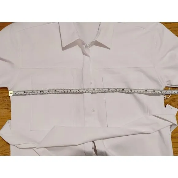 Good American Committed To Fit Poplin Belted Shirt Dress White Womens Size 3 NWT