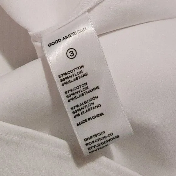 Good American Committed To Fit Poplin Belted Shirt Dress White Womens Size 3 NWT