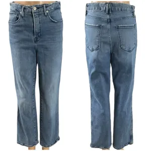 Good American Raw Hem Straight Jeans Size 8/29 Style GCSNF602T BLUE858
