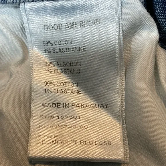 Good American Raw Hem Straight Jeans Size 8/29 Style GCSNF602T BLUE858