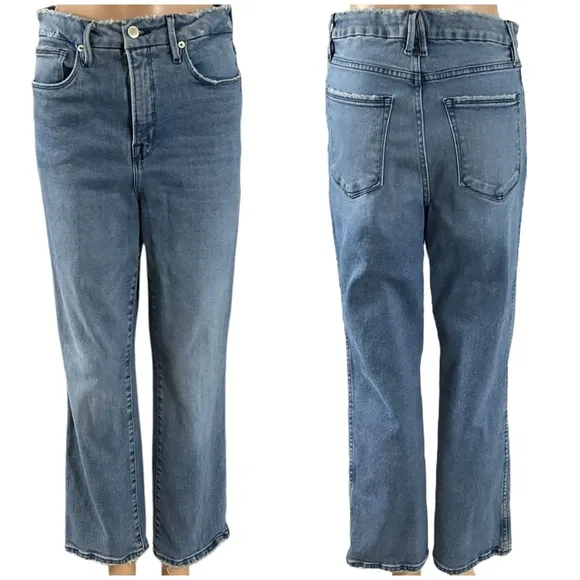 Good American Raw Hem Straight Jeans Size 8/29 Style GCSNF602T BLUE858