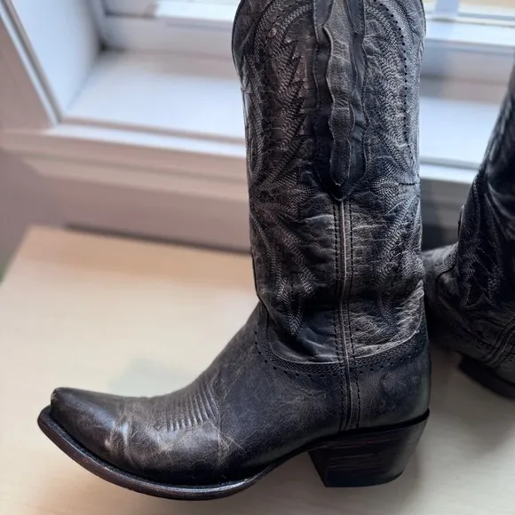 Gray Leather Cowboy Boots