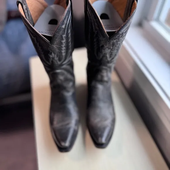 Gray Leather Cowboy Boots