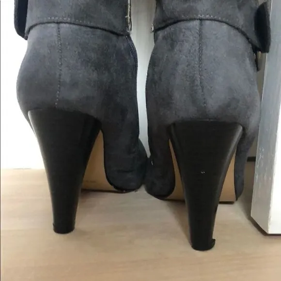 Gray Suede Knee High Boots