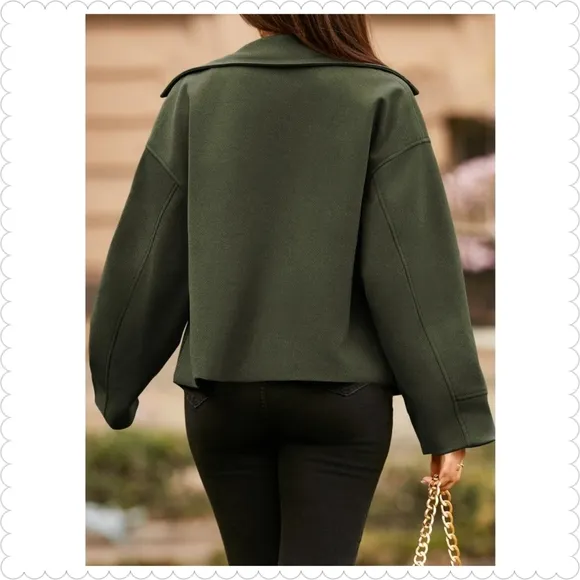 Green Versatile Collared Neck Jacket